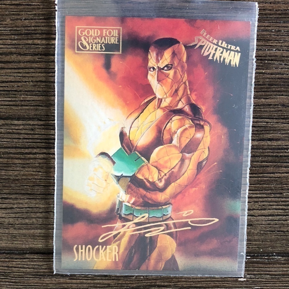 ’95 Marvel Fleer Ultra Spider-Man trading card: Shocker #50 (Gold for Signature